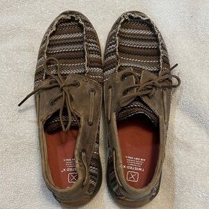 Twisted X Women's Brown Striped Boat Shoes